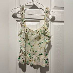 Who What Wear sheer blouse with floral accents. Size M